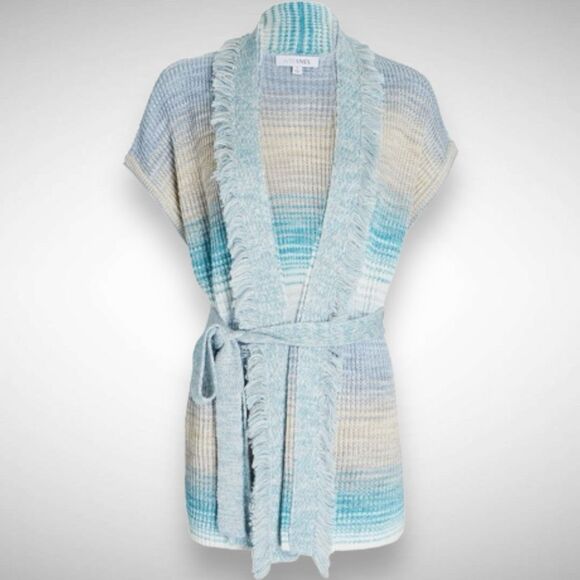 Intermix Chiara Space Dye Wrap Knit Cardigan Size X-Large XL Blue Comfy‎ Casual - Picture 8 of 8